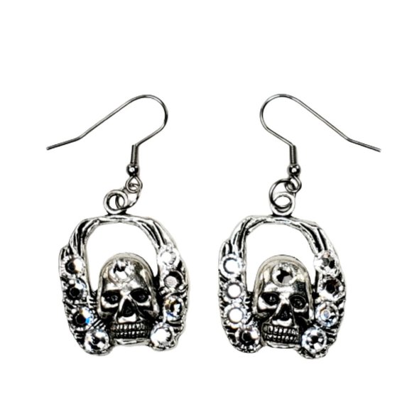 Skull Dangle Earring with Swarovski Crystals. New!!! - Picture 2 of 7